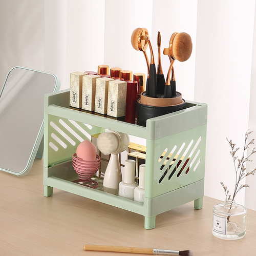 Desktop double-layer stationery storage rack dormitory small hollow storage rack mini home bathroom sink organizer
