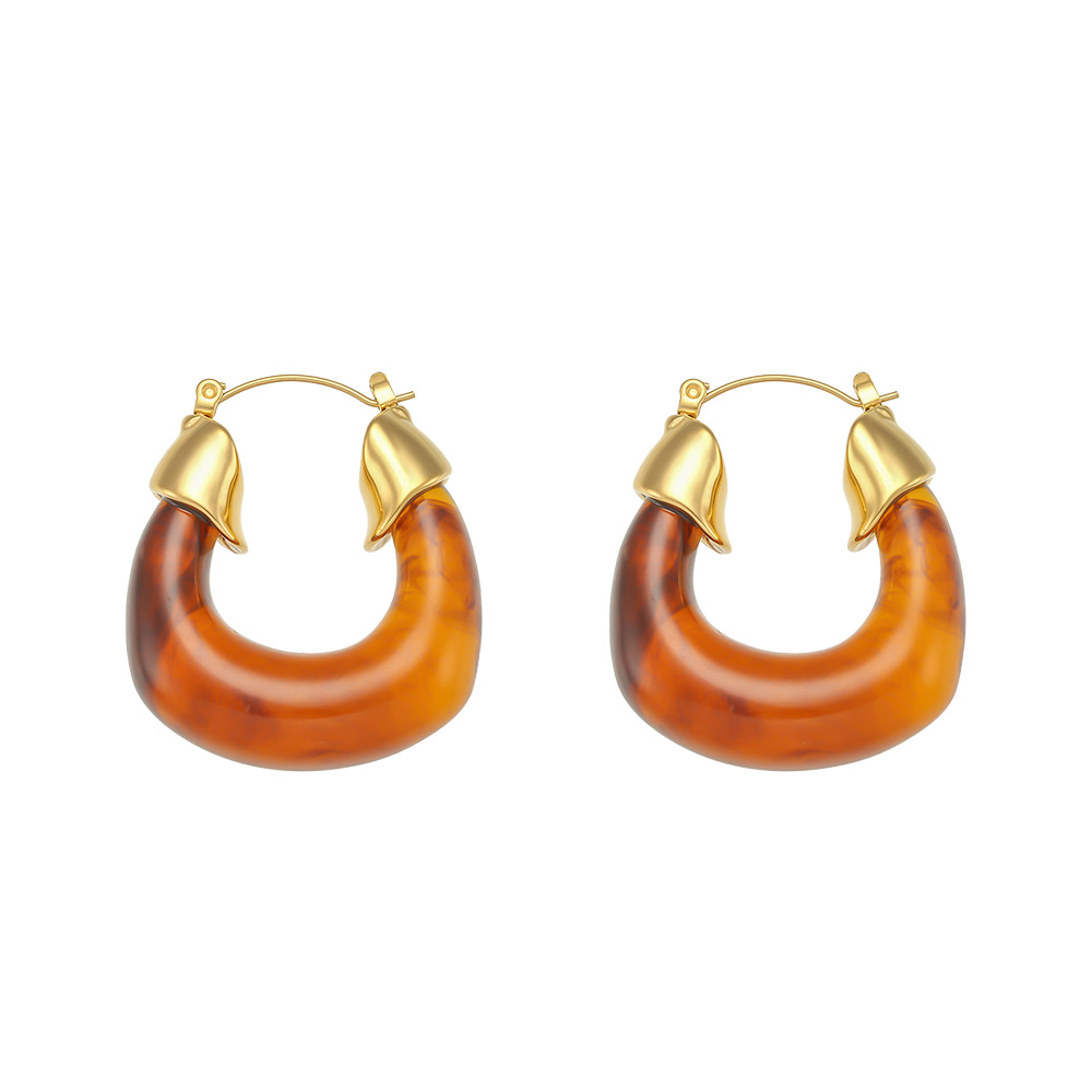 1 Pair Lady U Shape Plating Stainless Steel Gold Plated Hoop Earrings display picture 9