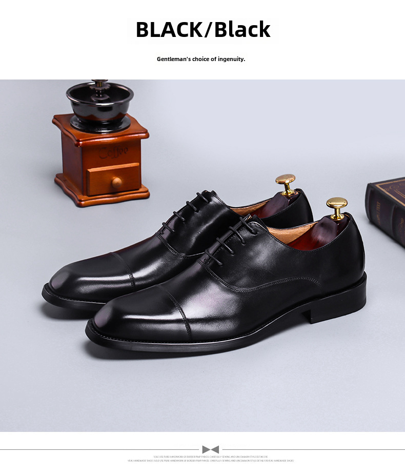 Top Layer Cowhide shoes men's Four Seasons Brand Three Joint Genuine Leather Oxford Dress Business shoes men's shoes_vogvips.com