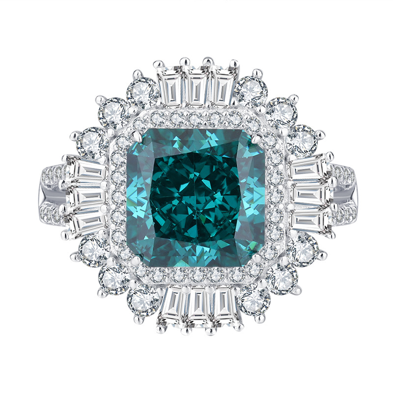 Zhuang Sheng joyería S925 plata de alto carbono diamante menta verde princesa lujo elegante traje femenino 10*10