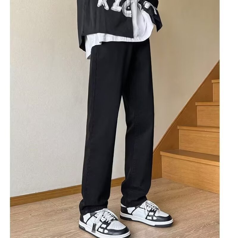 Estilo de Hong Kong hombres de moda verano nuevo estilo 2024 personalidad alfabeto jeans hip-hop ins marea calle alta tendencia pantalones guapos