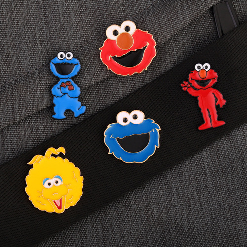 Alloy Sesame Street Pin Cartoon Bookmark School Bag Accessory Student Clothing Badge Button Cute Pendant Girl Accessory