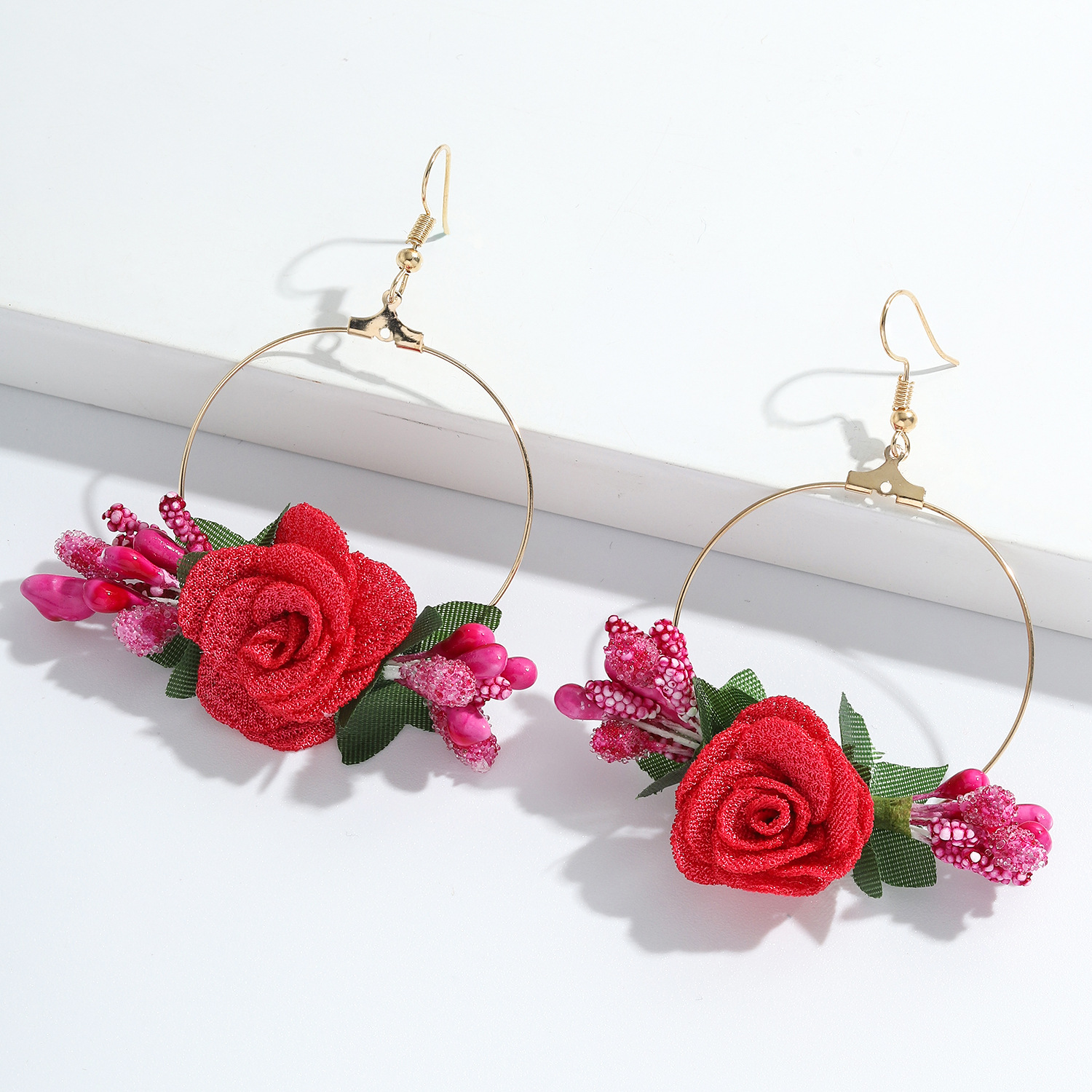 7g Weight Alloy Ear Needle Material Drop Earrings Classification Anniversary, Business, Travel, Birthday, Festival Occasion Alloy, Gauze Material Flower Pattern Women'S Gender Ethnic Style Style White, Pink, Purple, Red, Blue Color Ethnic Style Flower Alloy Gauze Drop Earrings 22