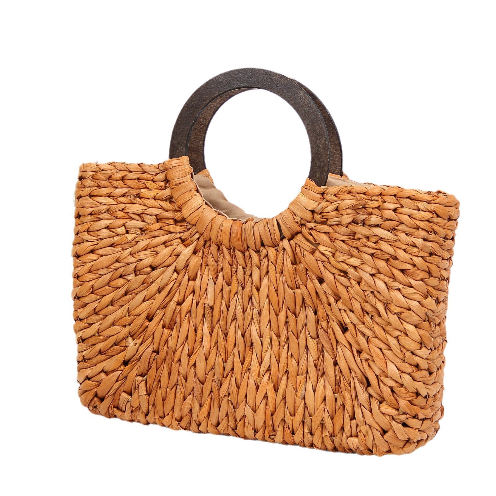 Square Shape Small Size Women's Small Straw Solid Color Vacation Classic Style Straw Square Open Handbag