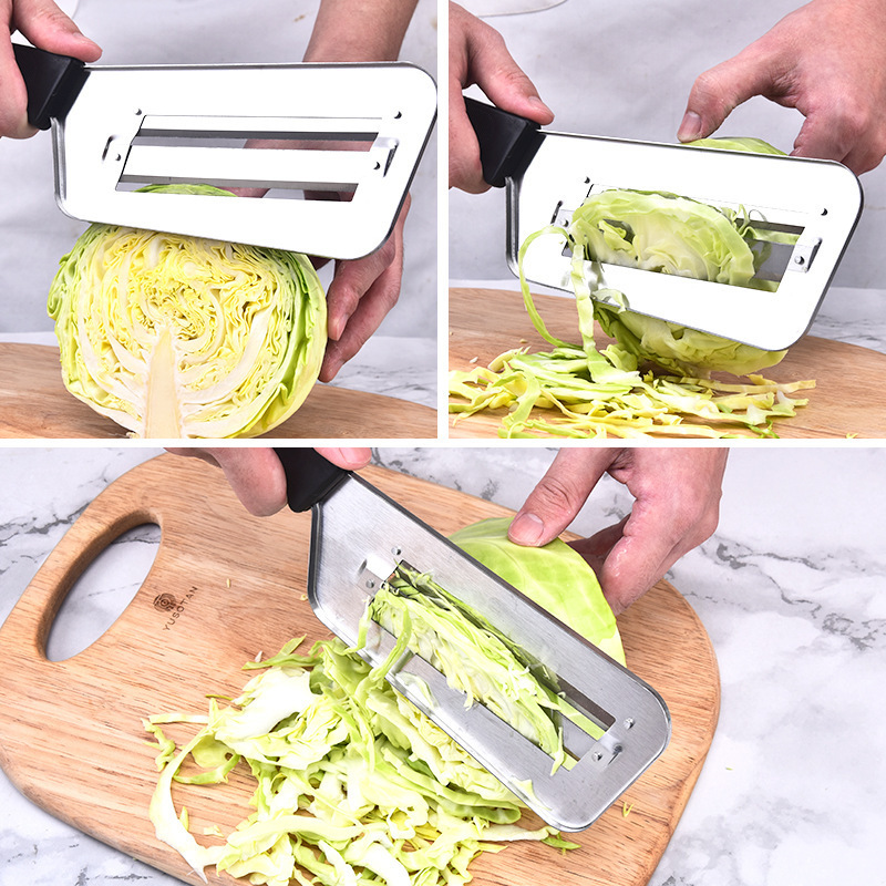 Cocinero de acero inoxidable doble hoja de raspador set cortador de verduras casero cuchillo de frutas afilado gadgets al por mayor raspador