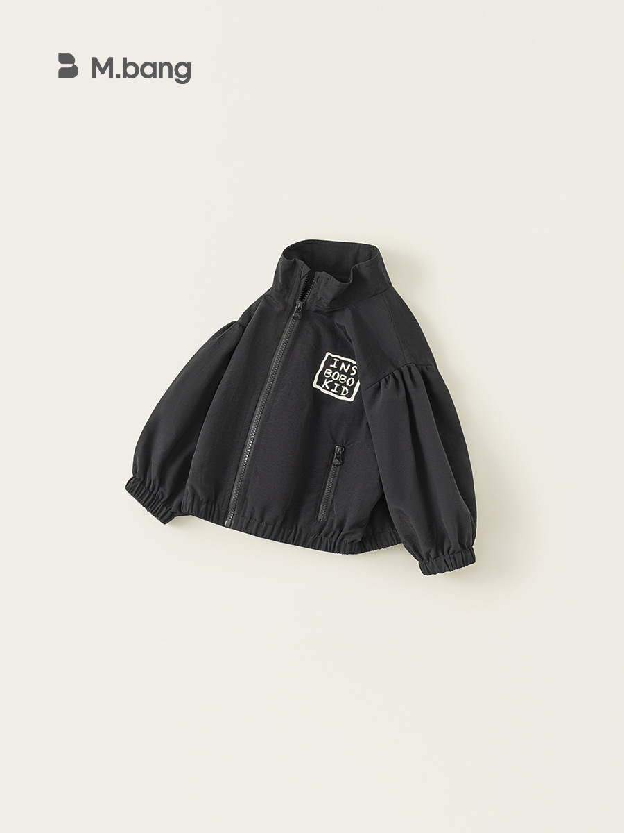 Youbao ropa para niños chaqueta suelta para niños primavera nueva chaqueta de cuello alto con estampado de letras de todo fósforo para niñas coreanas