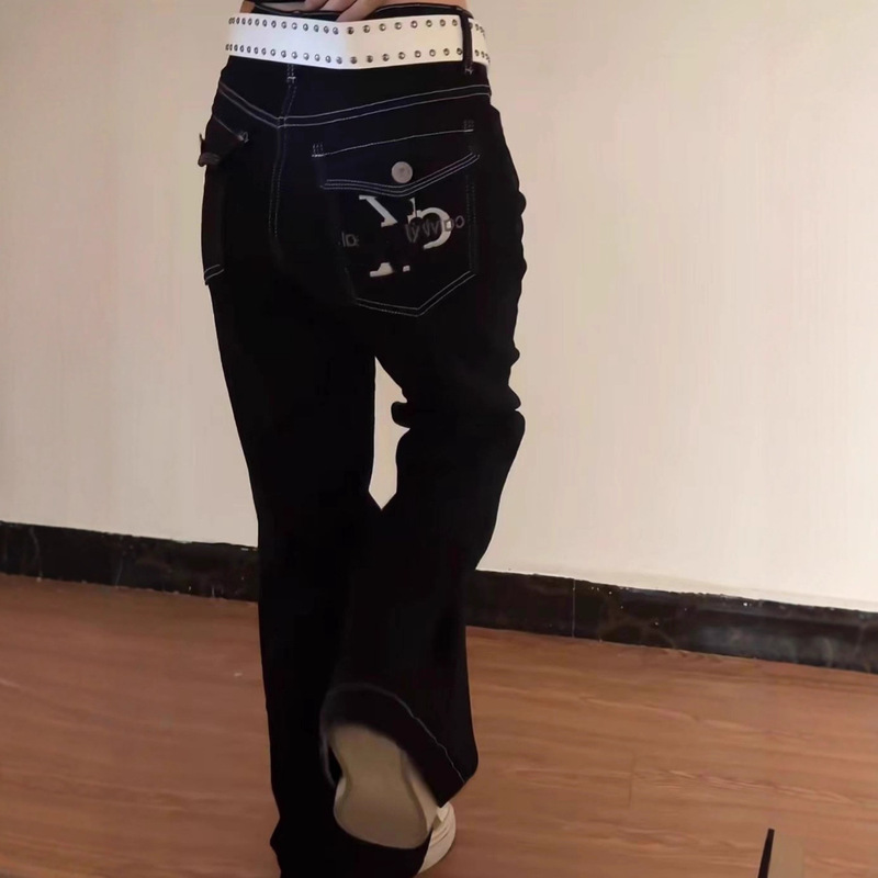 Jennie's Same Style C Brand Correct Version Classic Blue Jeans with Composite Fleece, Slimming Versatile Casual Straight-Leg Pants for Women