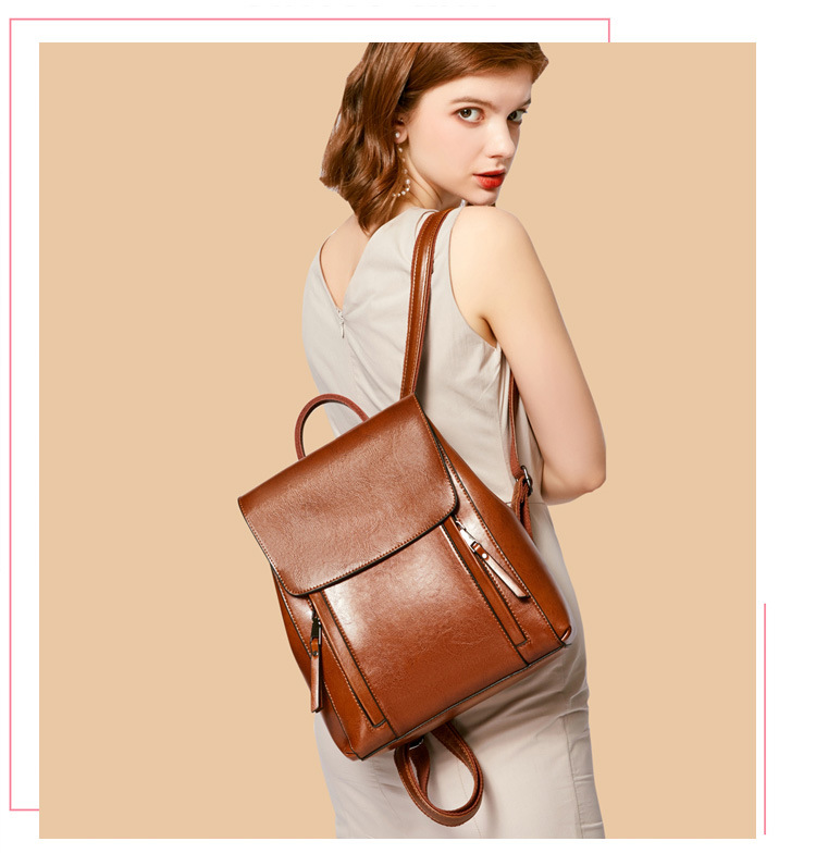 Agent Partnership 2026 New Ladies Backpack Genuine Leather Multi-functional Backpack Guangzhou Wholesale