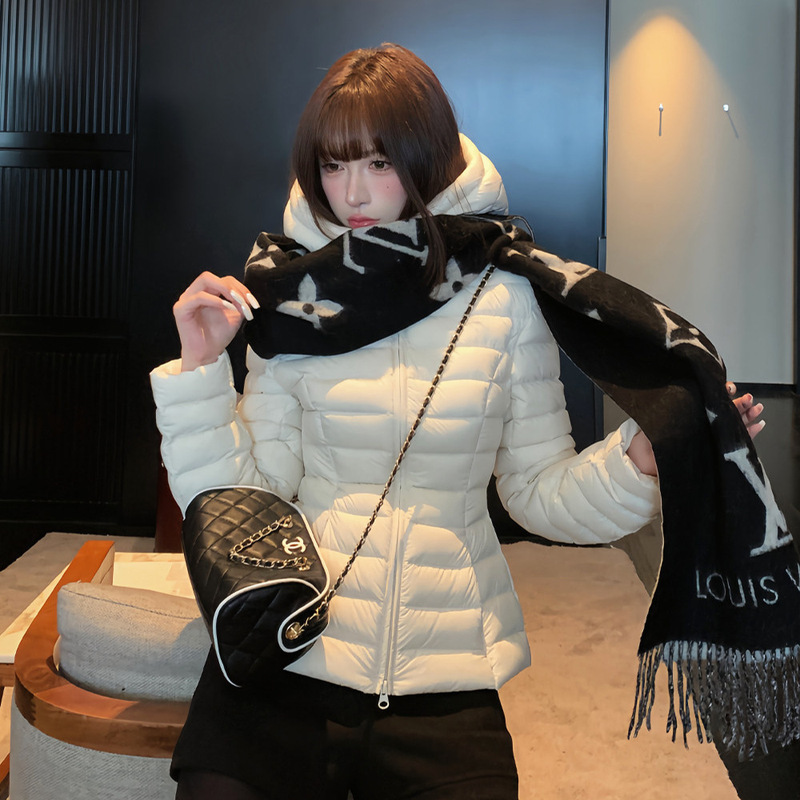 90% white duck down "Warm Hearth Hourglass" winter slim-fit lightweight warm duck down filled ribbed down jacket for women 90% white duck down "Warm Hearth Hourglass" winter slim-fit lightweight warm duck down filled ribbed down jacket for women