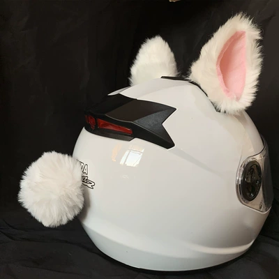 Male and Female Rider Motorcycle | Motosiklet dəbilqələri - ornaments-do-not-include-helmet-a-pair-of-white-pink-cat-ears-tail