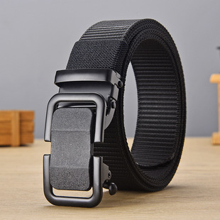 Cross-border new men's toothless automatic buckle nylon belt outdoor tactical training casual versatile canvas braided belt