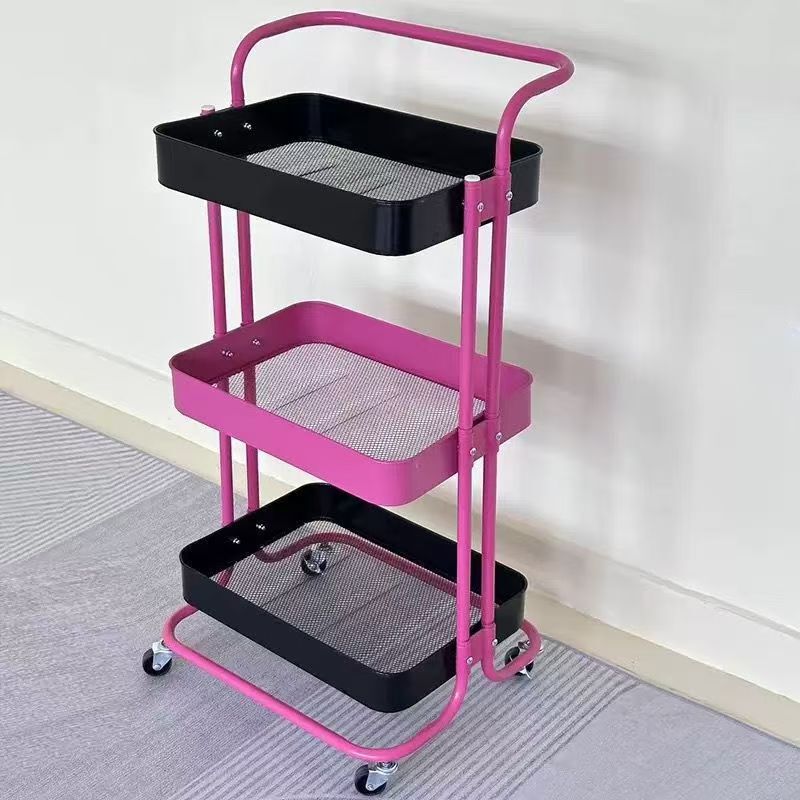 カラーブロックトロリー収納ラック多層アームレスト収納ラックキッチン寮スナック収納ラック卸売家庭用トロリー|undefined
