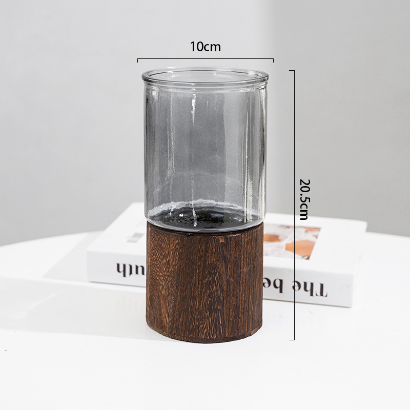 Botón de vidrio de madera simple y creativo, botón seco de sauce de plata, botón de bambú rico y precioso, decoración de la sala de estar.