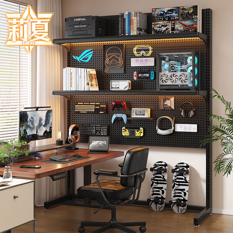 No-Drill Vertical Pegboard Storage Rack Bookshelf Computer Desktop Transformation Desktop Home Gaming Desk Writing Desk