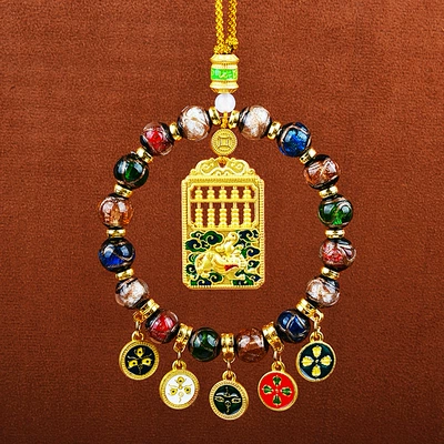 Zakilam Xizang Abacus Fragrant Grey Glass, Car hanging - fragrant-ash-glazed-five-way-god-of-wealth-abacus