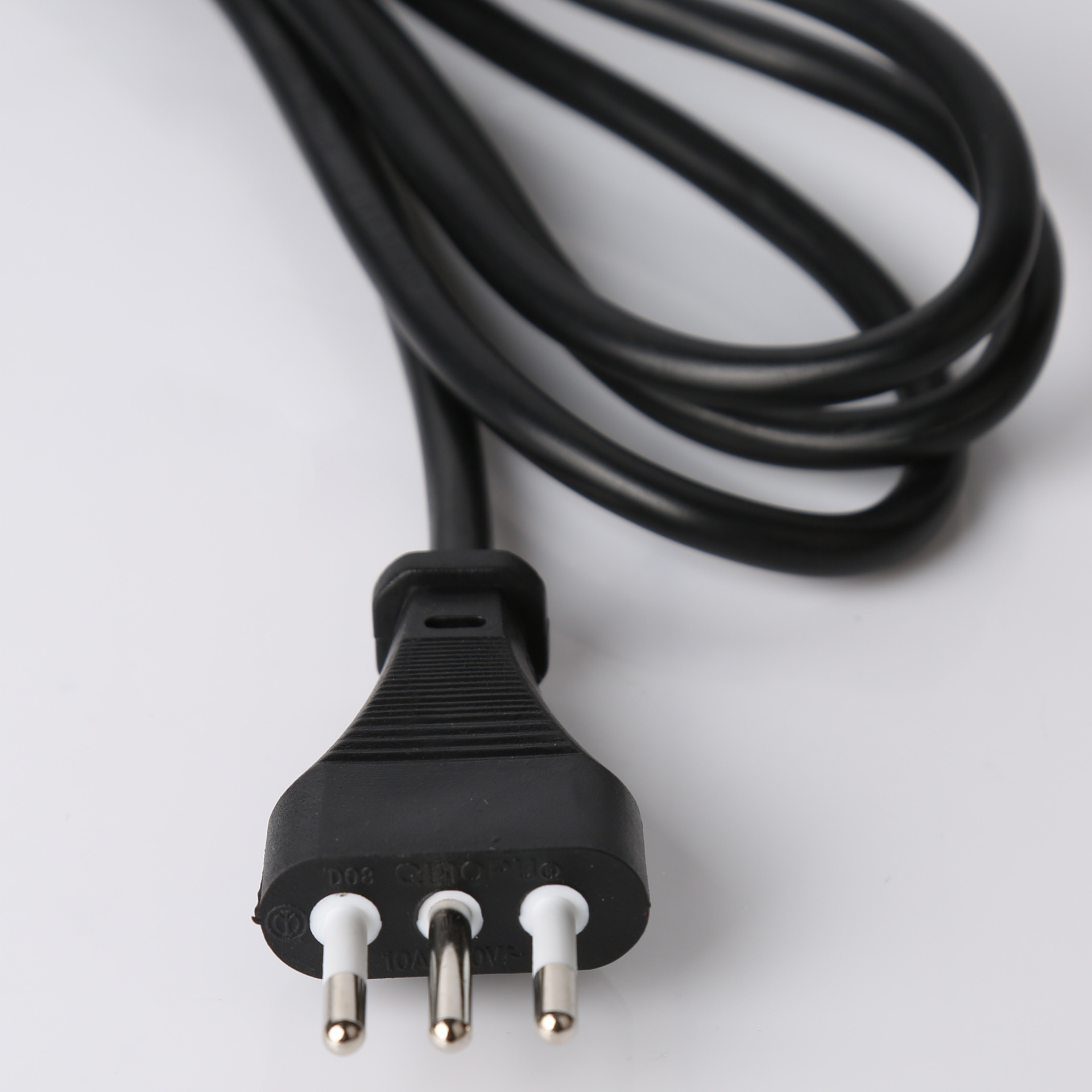 厂家供应 纯铜三芯直插意大利AC电源线 裸线延长线