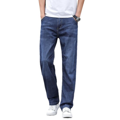 Men's Shanlida Jeans Winter Thick Straight Leg Loose Wide Leg Pants for Winter Men Casual Versatile