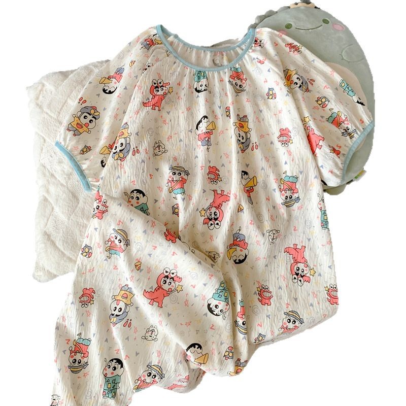 2025 nuevo estilo japonés crayon Shin-chan camisón mujer verano nube hilo de algodón pijamas de manga corta ropa de casa de dibujos animados