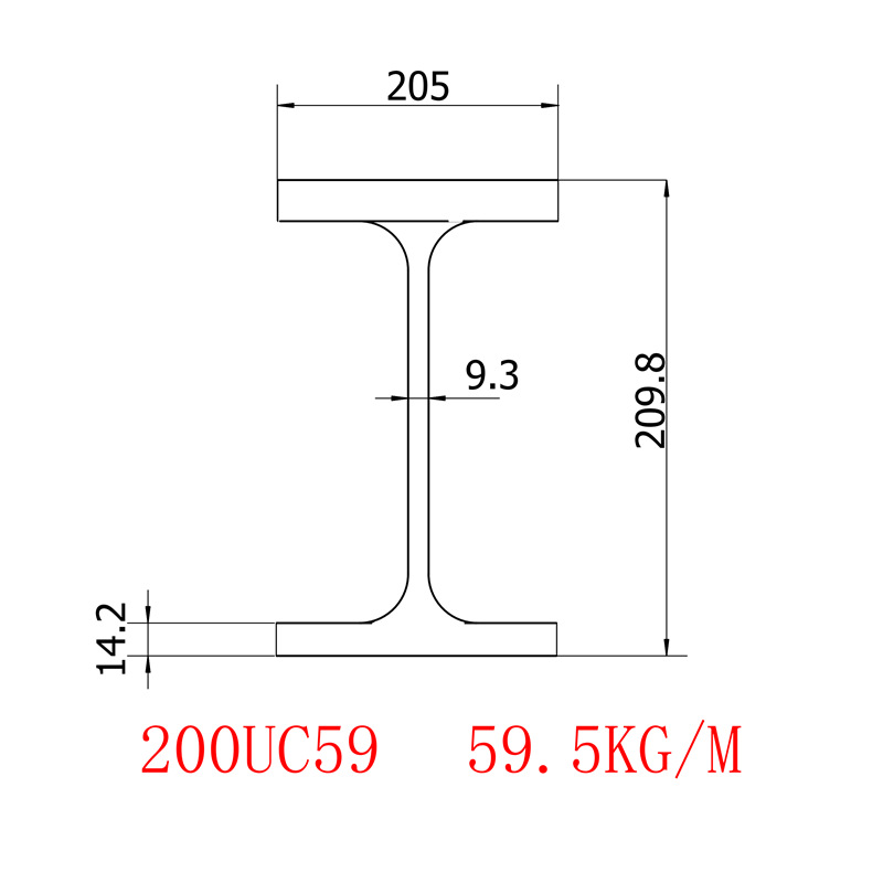 澳标H型钢200UC59.5规格209.8*205*9.3*14.2每米重量批发零售价格