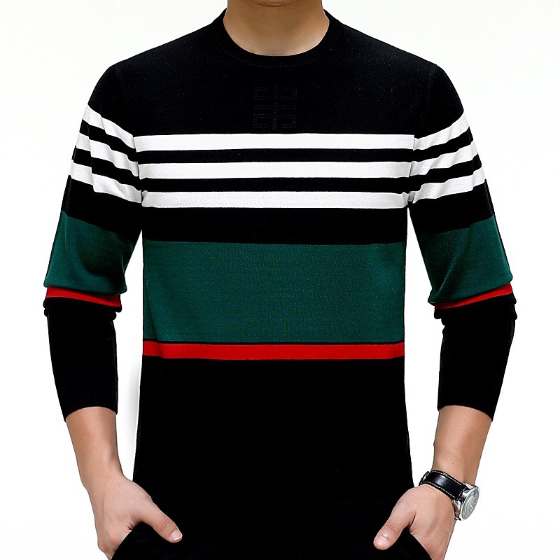 Men's demi-season cashmere woolen knitted sweater with a round…