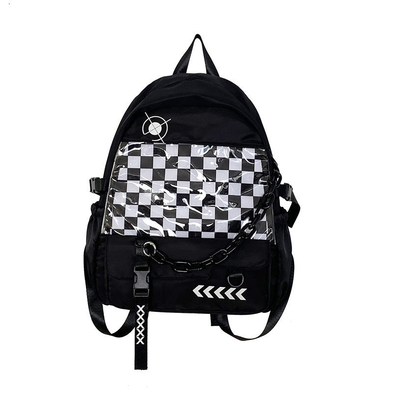 2024 nueva mochila de estilo universitario ventana transparente exterior mochila de estudiantes de escuela secundaria nueva mochila de gran capacidad