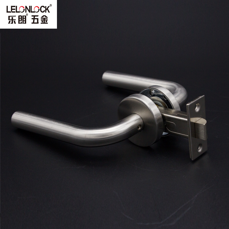 Acero inoxidable transfronterizo americano cerradura de mano de baño con palanca de freno cerradura de puerta de baño sin llave de una sola lengua cerradura de puerta de baño