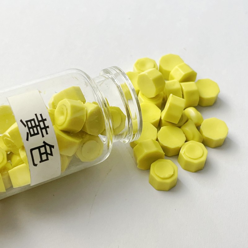 Macaron en caja de 50 colores, cera de pintura de fuego de color mixto, cera de botella granular mate, 60g, peso neto, aproximadamente 38g, sobre, cera sellada