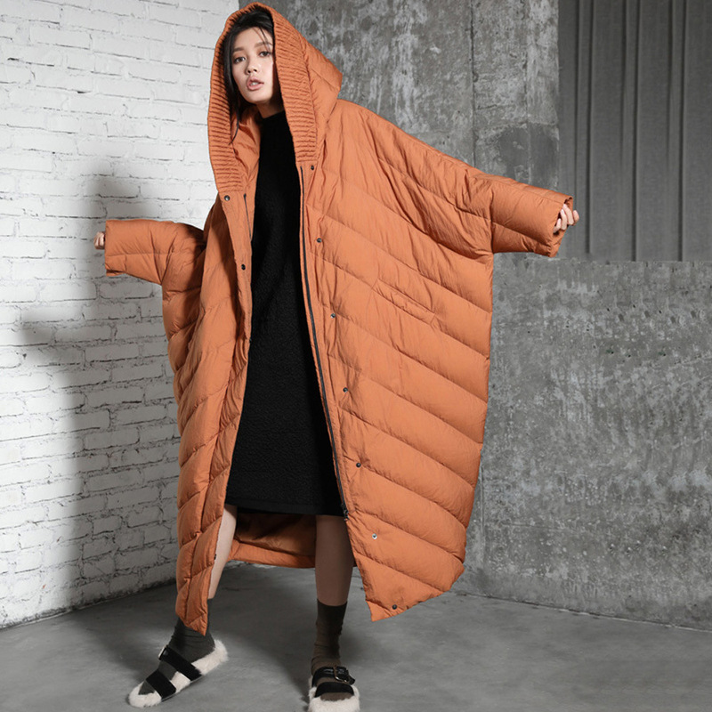 New Foreign Trade Wholesale Bat Type 90 White Duck Down Loose Large Profile Hat Large Size Down Jacket Women's Lined Thickened New Foreign Trade Wholesale Bat Type 90 White Duck Down Loose Large Profile Hat Large Size Down Jacket Women's Lined Thickened