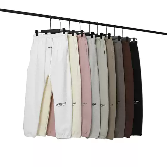 FOG ESSENTIALS Flocking Hot Stamping fleece-lined Fabric Trousers Men's Casual Autumn and Winter Warm Sweatpants