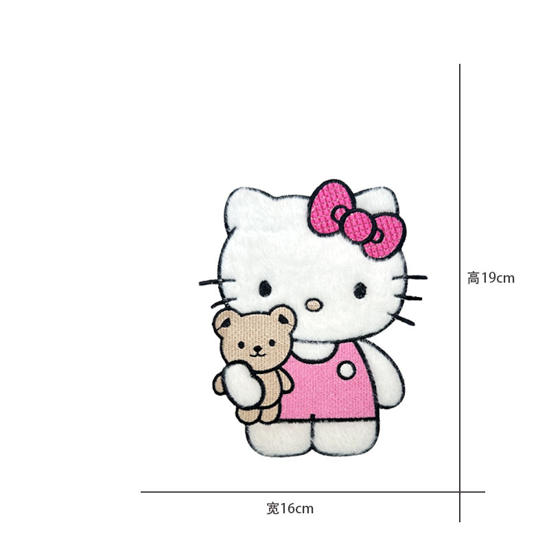 Cartoon al por mayor bordado por computadora kt pegatinas de tela de gato Sanliogou diy pegatinas de parche tejido cesta de ropa adorno accesorios pegatinas