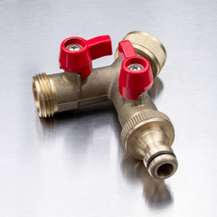 Y-type pure copper brass garden connector tap straight through double quick irrigation valve distributor split tap