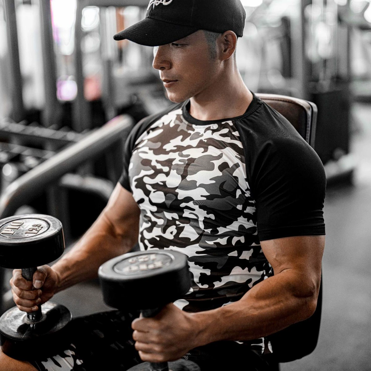 Фитнес быстросохнущая одежда мужская камуфляжная одежда для фитнеса