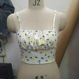 2021 女装时尚碎花背心夏季性感花朵露背吊带抹胸