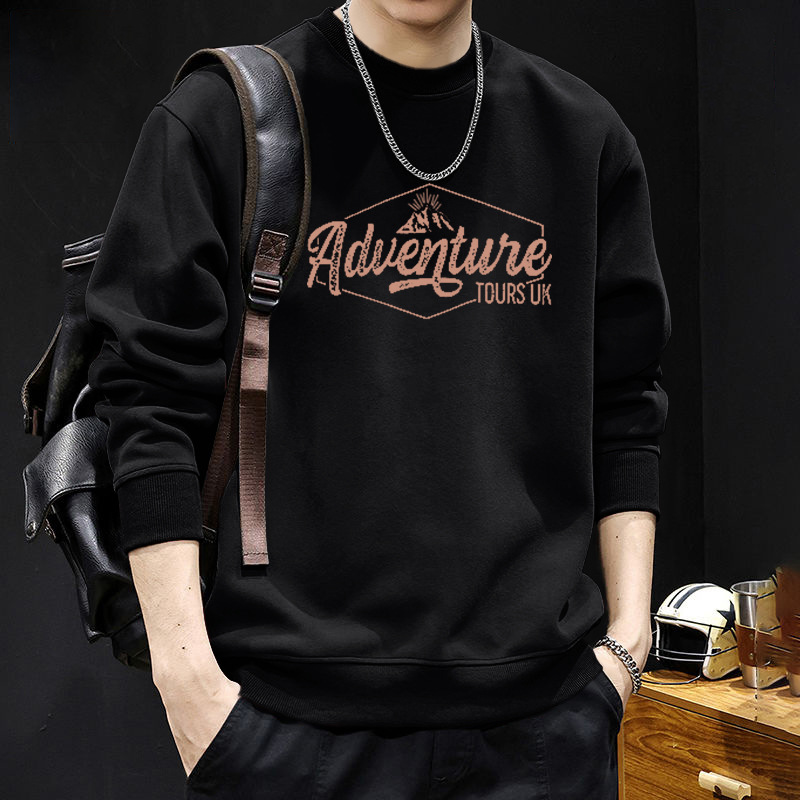 Suéter masculino primavera y otoño nuevo inns suelto marca de moda letras impresión casual japonesa camiseta de manga larga moda blusa de cuello redondo