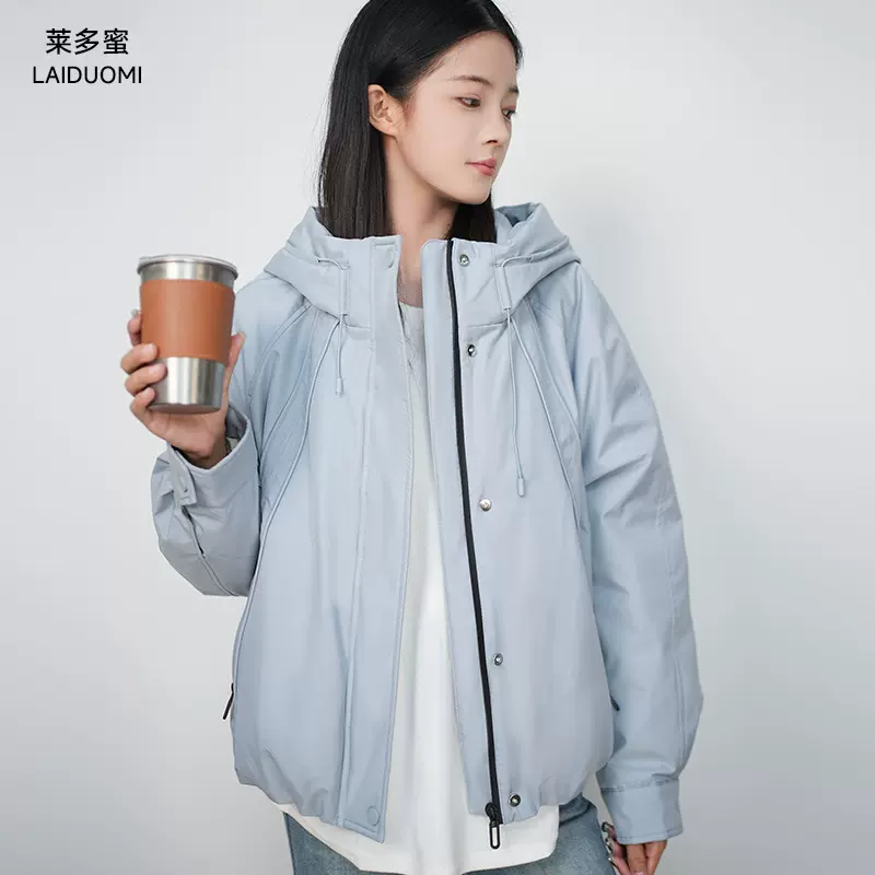 90鹅绒羽绒服短款宽松冲锋衣防风防水加厚面包服短外套来料 加 工
