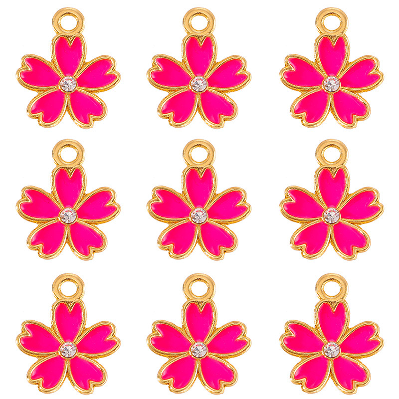 20 PCS/Package Quantity 20 PCS/Package 14 * 17mm Alloy Rhinestones Flower Polished Pendant