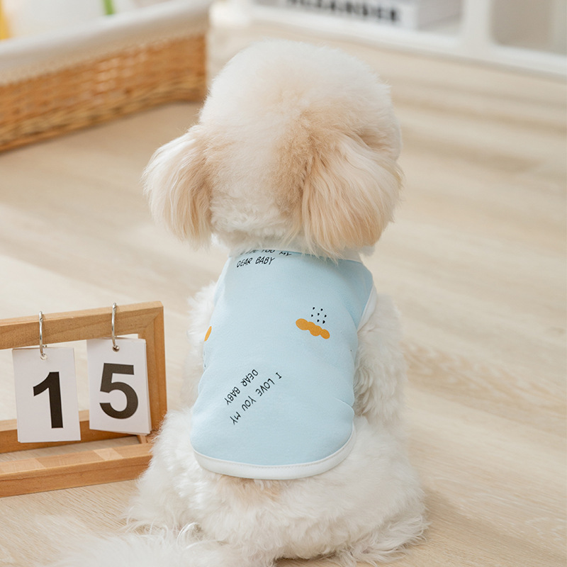 Primavera y verano perro casual fresco lindo chaleco estampado gato de dos patas delgado transpirable ropa para perros de peluche