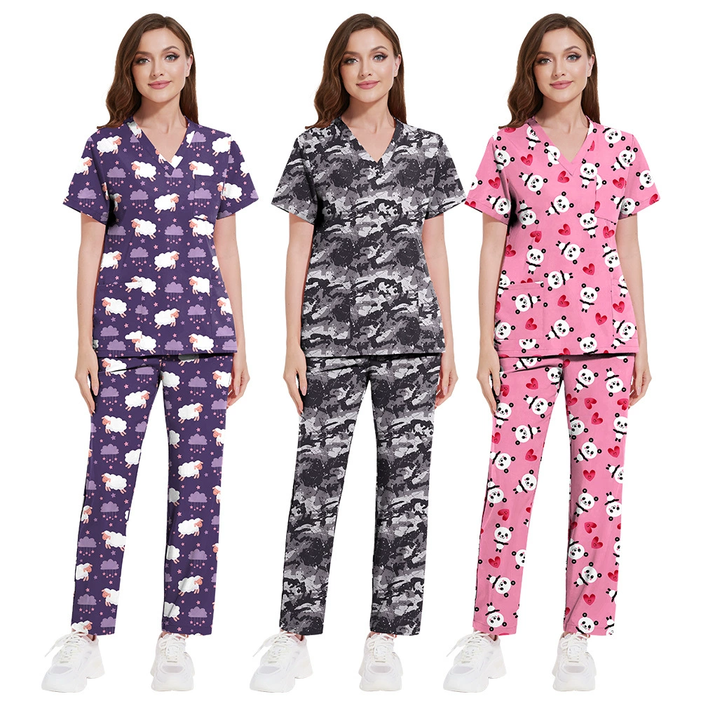 Мультяшный костюм для мытья рук тонкий поликлиника Салон красоты для лечения ног доктор медсестра медицинская печать рабочая форма