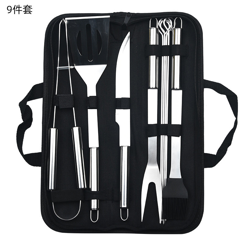 Juego de utensilios para hornear de acero inoxidable, herramienta de combinación de barbacoa, juego de barbacoa BBQ esencial para exteriores, juego de utensilios para hornear