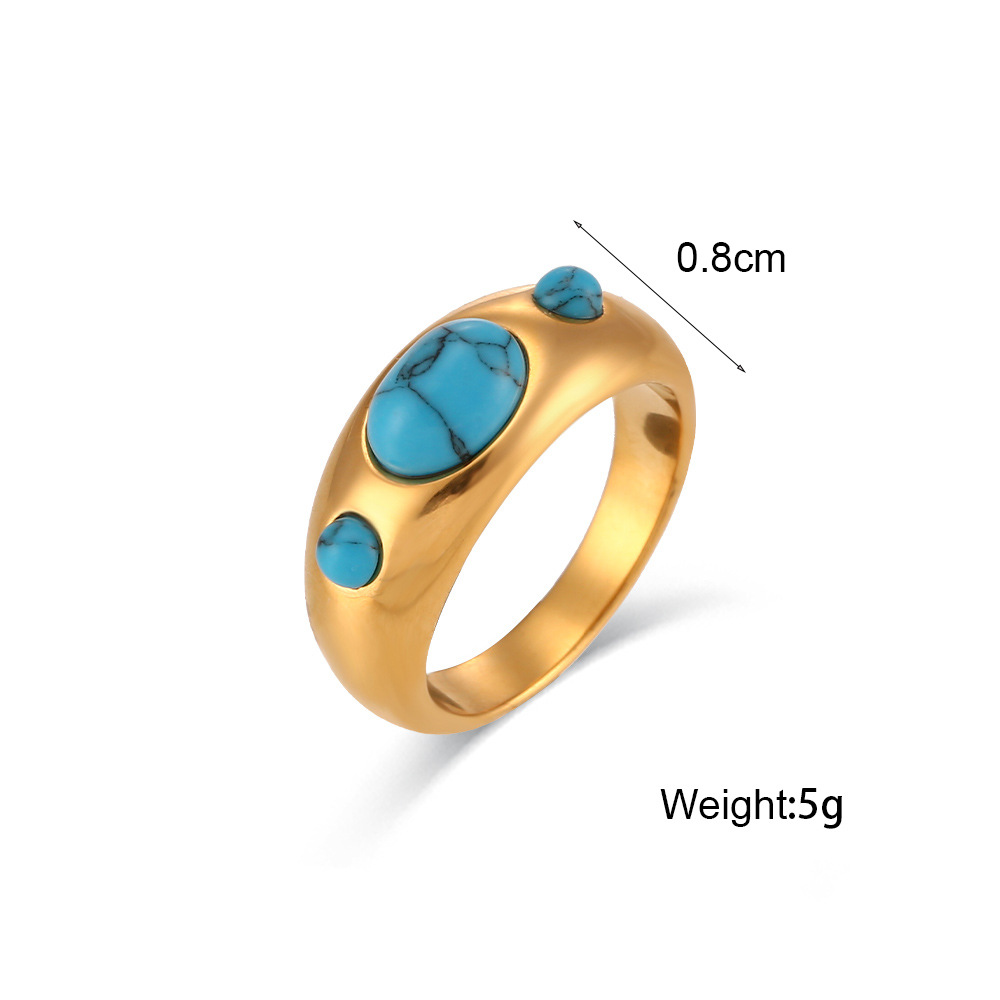 Vintage Style Oval Stainless Steel Rings Inlay Opal Stainless Steel Rings