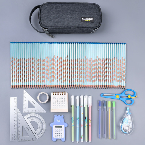 Cross-border Amazon multifunctional creative pencil bag for middle school students large capacity portable simple waterproof stationery bag