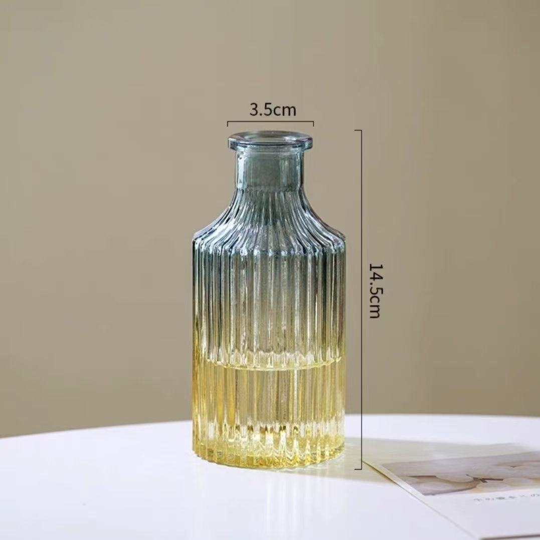 Relieve retro europeo azul y amarillo gradiente spray mini hidroponía jarrón aromático conjunto de jarrón de vidrio de flores secas