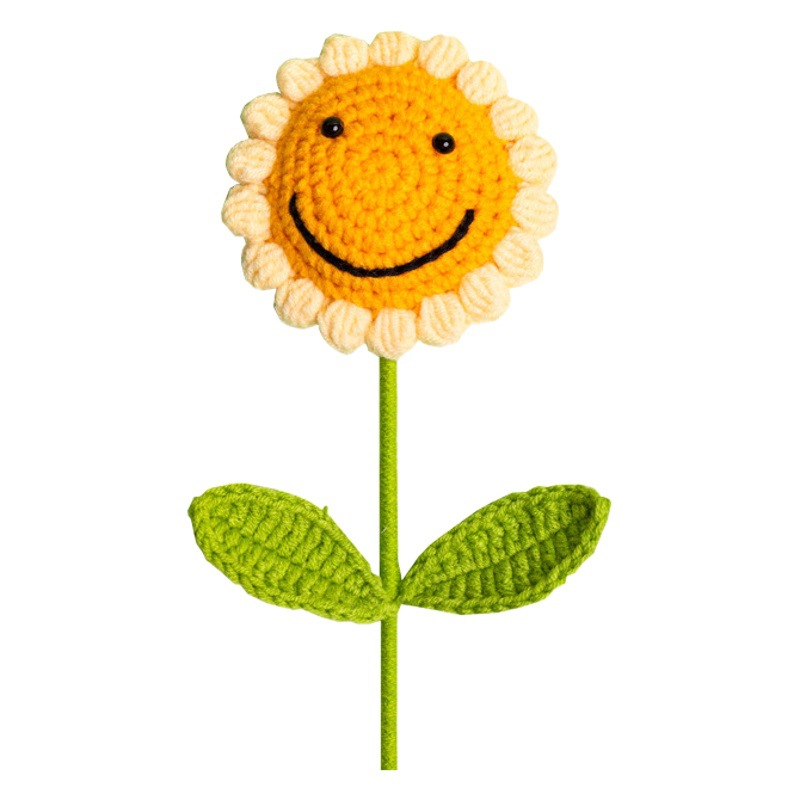 Smiley girasol terminado ramo tejido a mano producto terminado flor eterna Día del Maestro Día del Niño regalo del mercado nocturno puesto