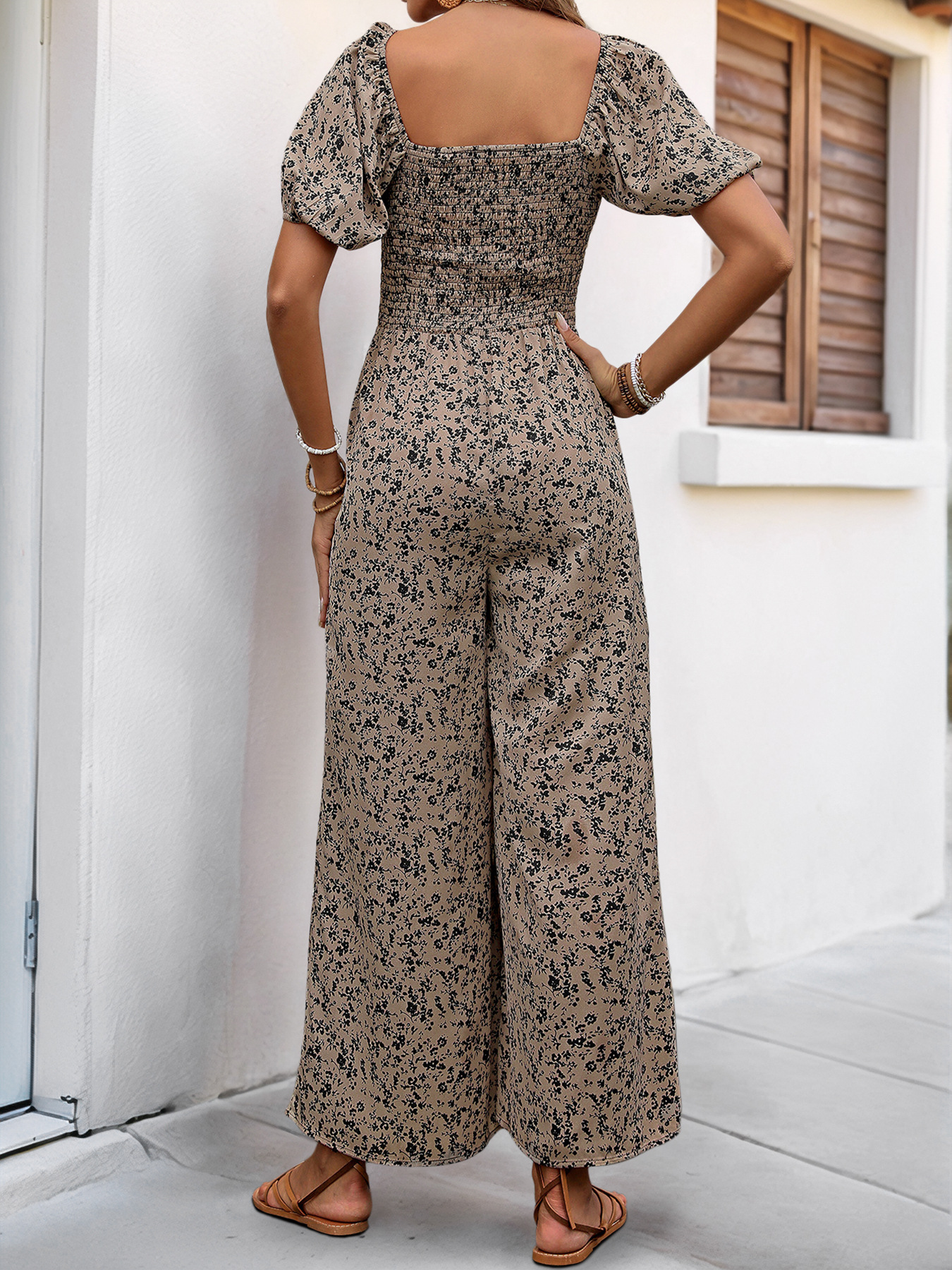 Fashion Women's Wide-leg Pants Printed Jumpsuit Image 7