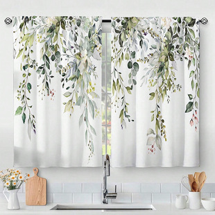 2PCS Forest Department Pastoral Style Eye Protection Green Department Digital Printing Curtain Bedroom Kitchen Living Room Study Window Decoration