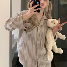 云朵棉纱感超柔软睡衣女春秋季长袖长裤套装可爱少女家居服可外穿