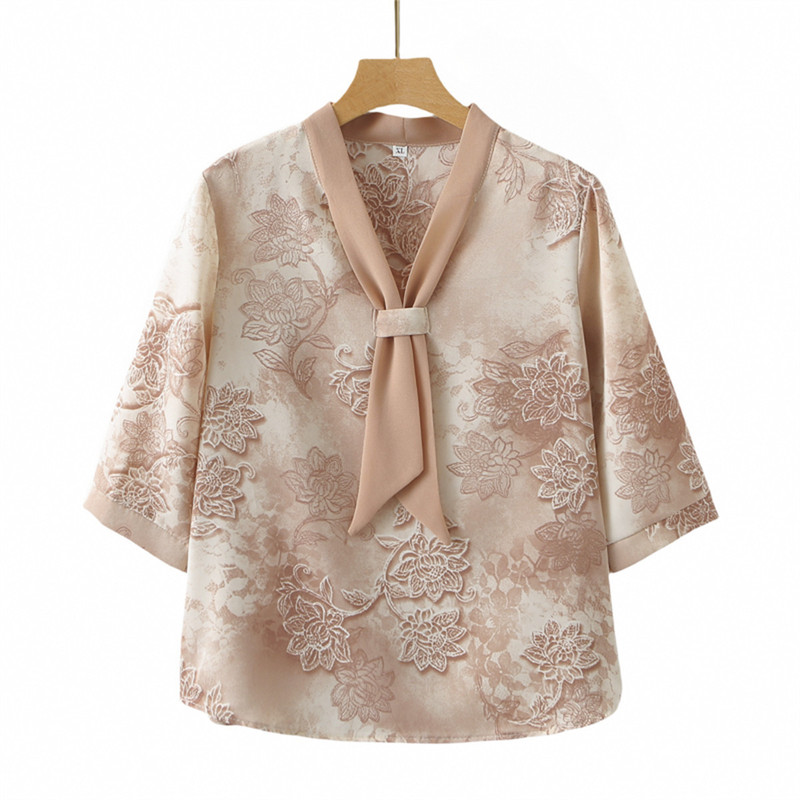 2026 New Summer Outfit for Moms, New Chinese-Style National Fashion Set, Stylish Pullover Top for Middle-Aged and Elderly Petite Women