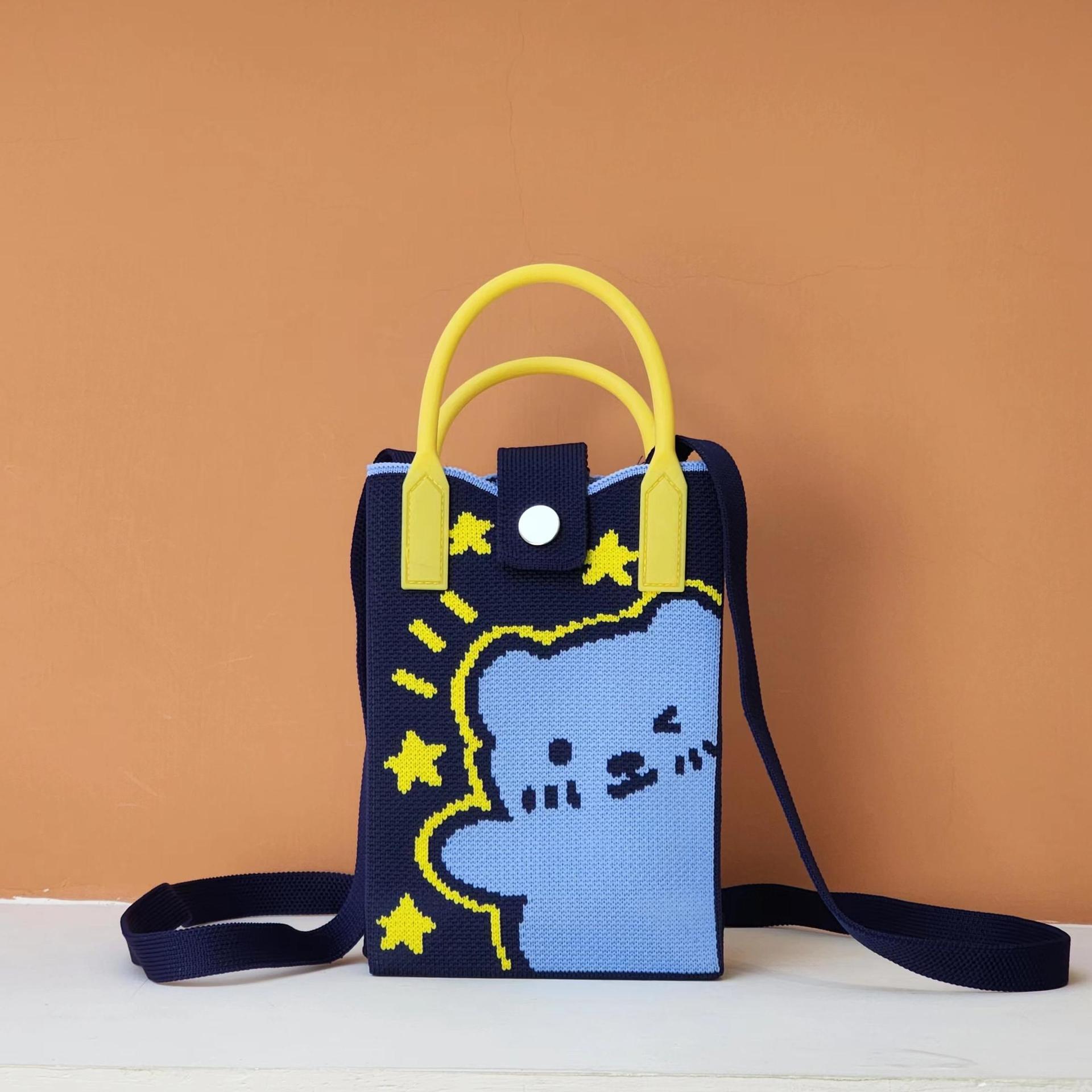 뜨개질 핸드폰 가방 작은 사각 가방 휴대용 초경량 니트 다용도 크로스백 숄더백 동전 지갑 가방 2025 신상