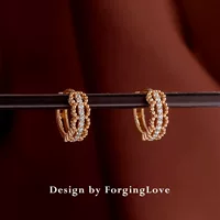 Чистые серьги 18K женские Chao Mossan, инкрустированные золотом 14K, простые Пригородные серьги с пряжкой для ушей, золотые украшения 24114