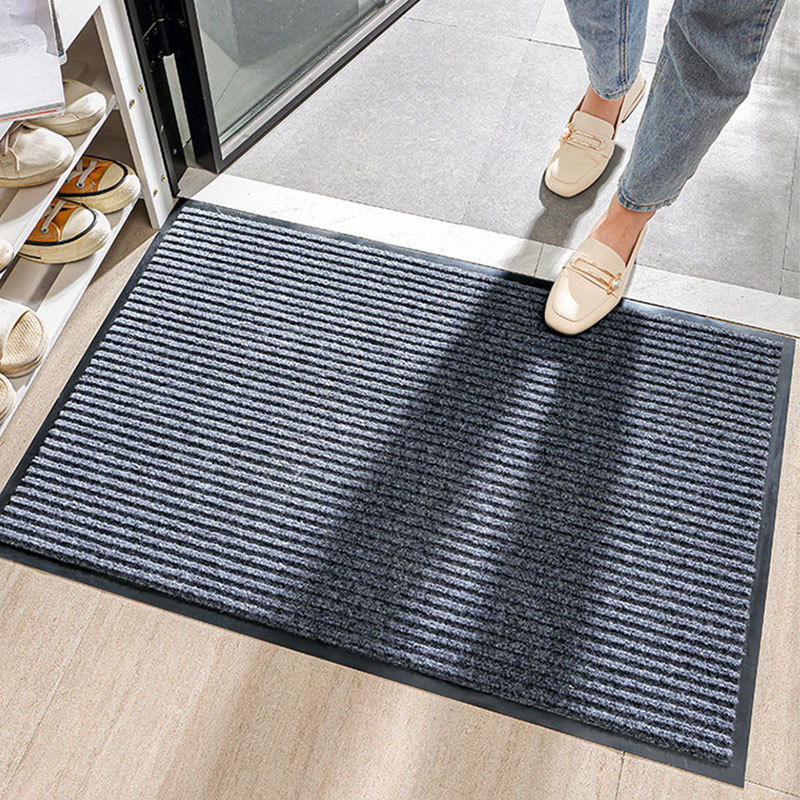 Cross-Border Double Stripes Floor Mat Entrance Door Mat Hotel Entrance Pvc Non-Slip Home Entrance Carpet Non-Slip and Wear-Resistant